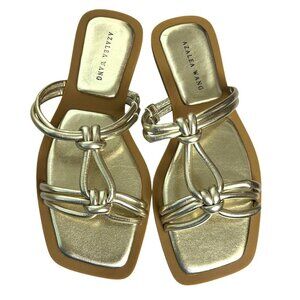 🆕  Azalea Wang Stetson Gold Knot Strappy Flat Sandals Size 6